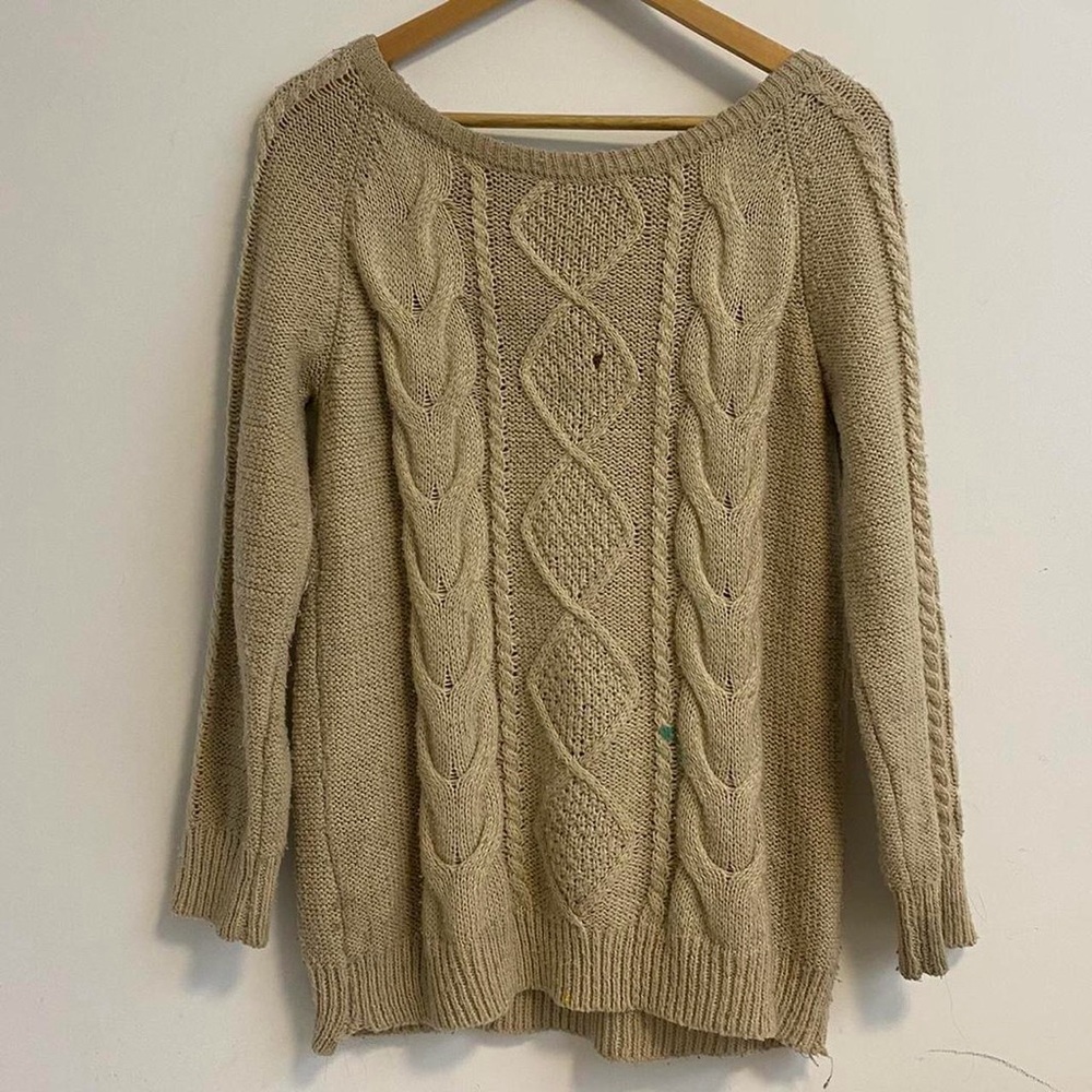Women's Cable Knit Sweater - Cream
